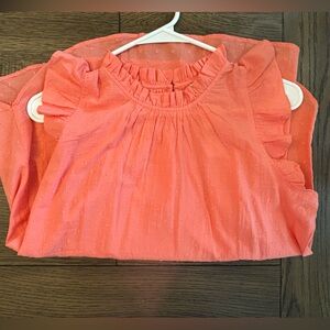 Sleeveless Coral Ruffle Blouse by The Loft